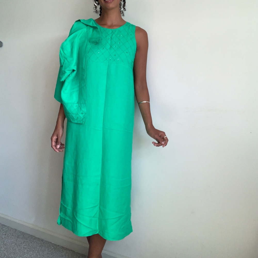 Vintage green linen dress - Picture 4 of 4